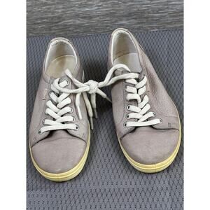 Ecco Shoes Womens Size 5 Beige Leather Lace Up Comfort Sneakers EU36 Walking